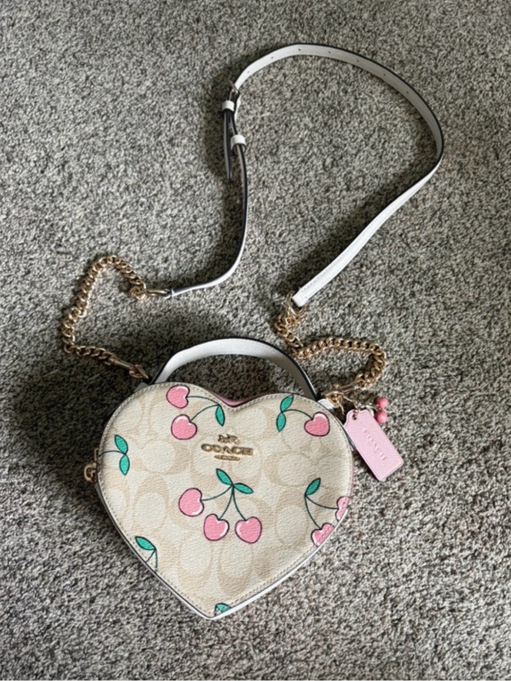 COACH Heart Crossbody in Signature Canvas with Heart Cherry Print